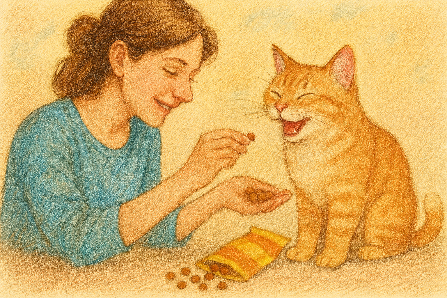 Cat with treats